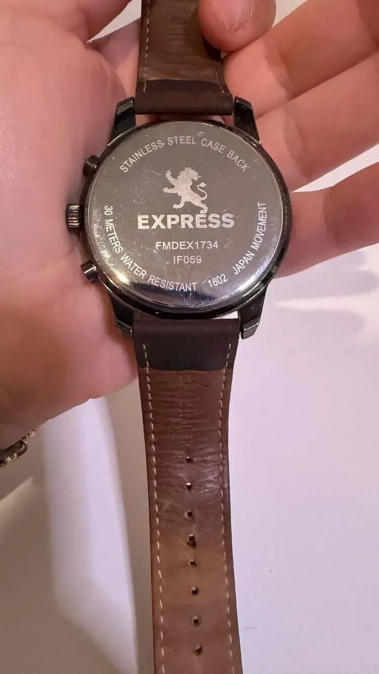 Express Men's Dual Time Chronograph Watch FMDEX1734 with Brown Leather Strap